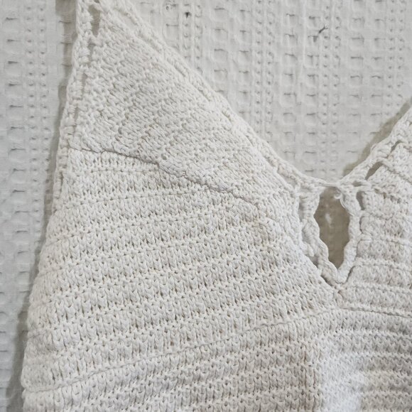 American Eagle Ivory Crochet Knit Crop Top Boho Festival Tank Women’s Size Large - Picture 7 of 11